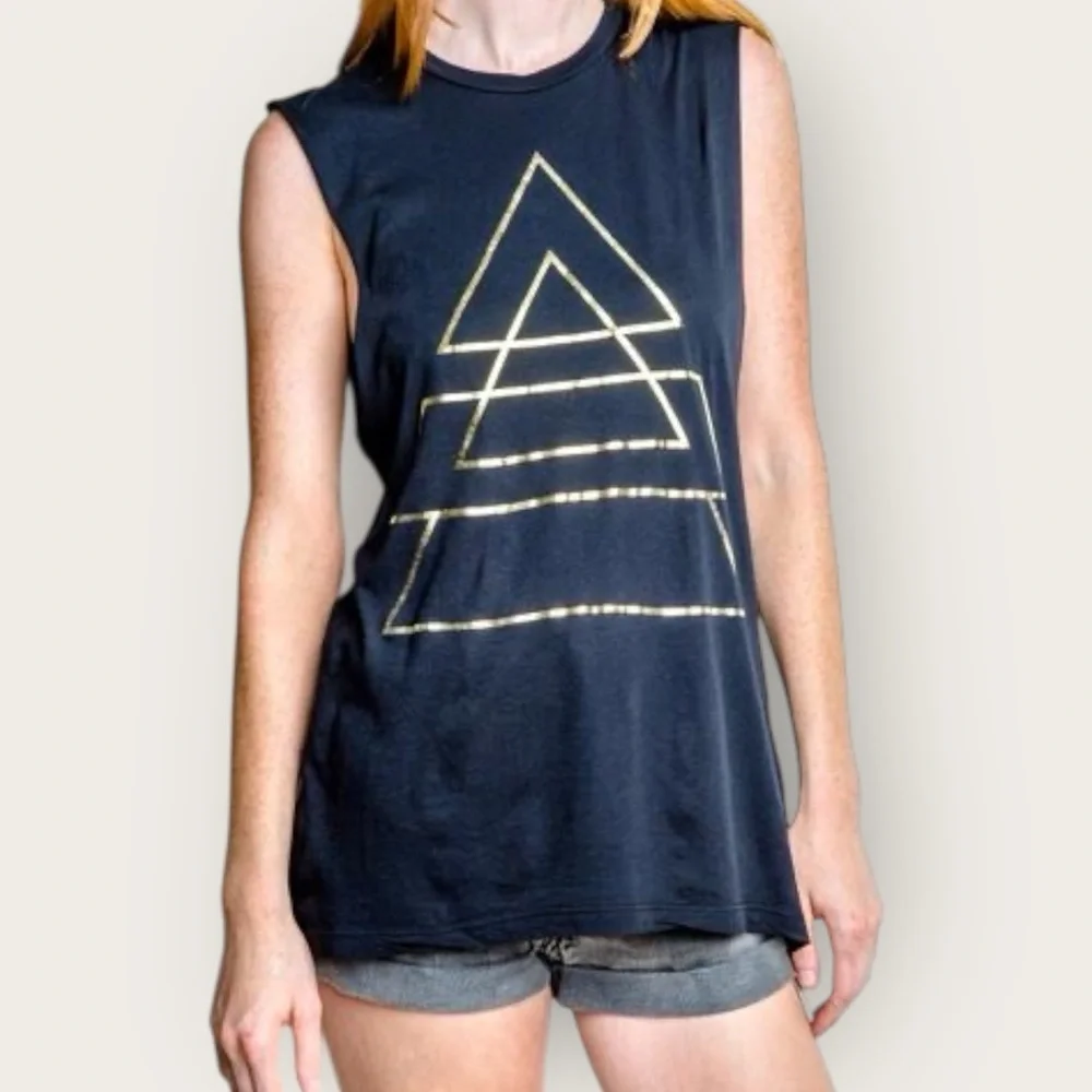 30 Seconds to Mars Gold Foil Triad Cutoff Tee - Picture 1 of 5